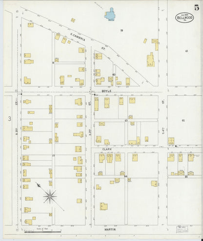 Sanborn Fire Insurance Map from Bellwood, Blair County, Pennsylvania (1899), Sheet #0005 - Complete Map Set gallery image, historic Sanborn map, vintage wall art, Pennsylvania Pennsylvania