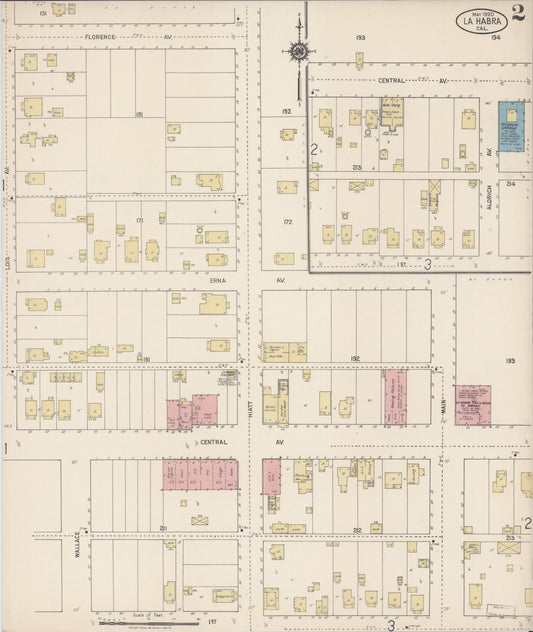 Sanborn Fire Insurance Map from La Habra, Orange County, California (1920), Sheet #0002 - Historic Sanborn Fire Insurance Map Print, vintage old map wall art, antique decor, genealogy gift, California California map