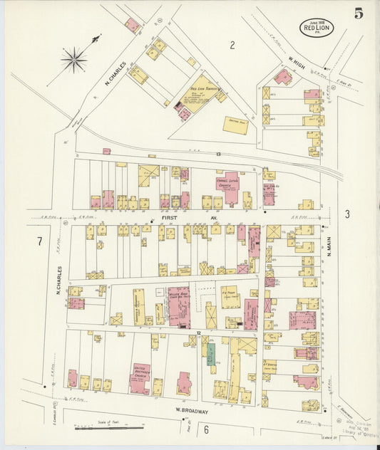 Sanborn Fire Insurance Map from Red Lion, York County, Pennsylvania (1908), Sheet #0005 - Historic Sanborn Fire Insurance Map Print, vintage old map wall art, antique decor, genealogy gift, Pennsylvania Pennsylvania map