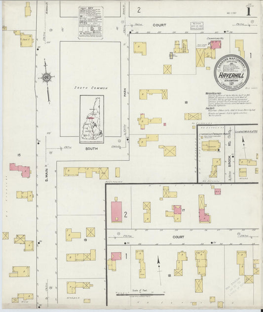 Sanborn Fire Insurance Map from Haverhill, Grafton County, New Hampshire (1917), Sheet #0001 - Complete Map Set gallery image, historic Sanborn map, vintage wall art, New Hampshire New Hampshire