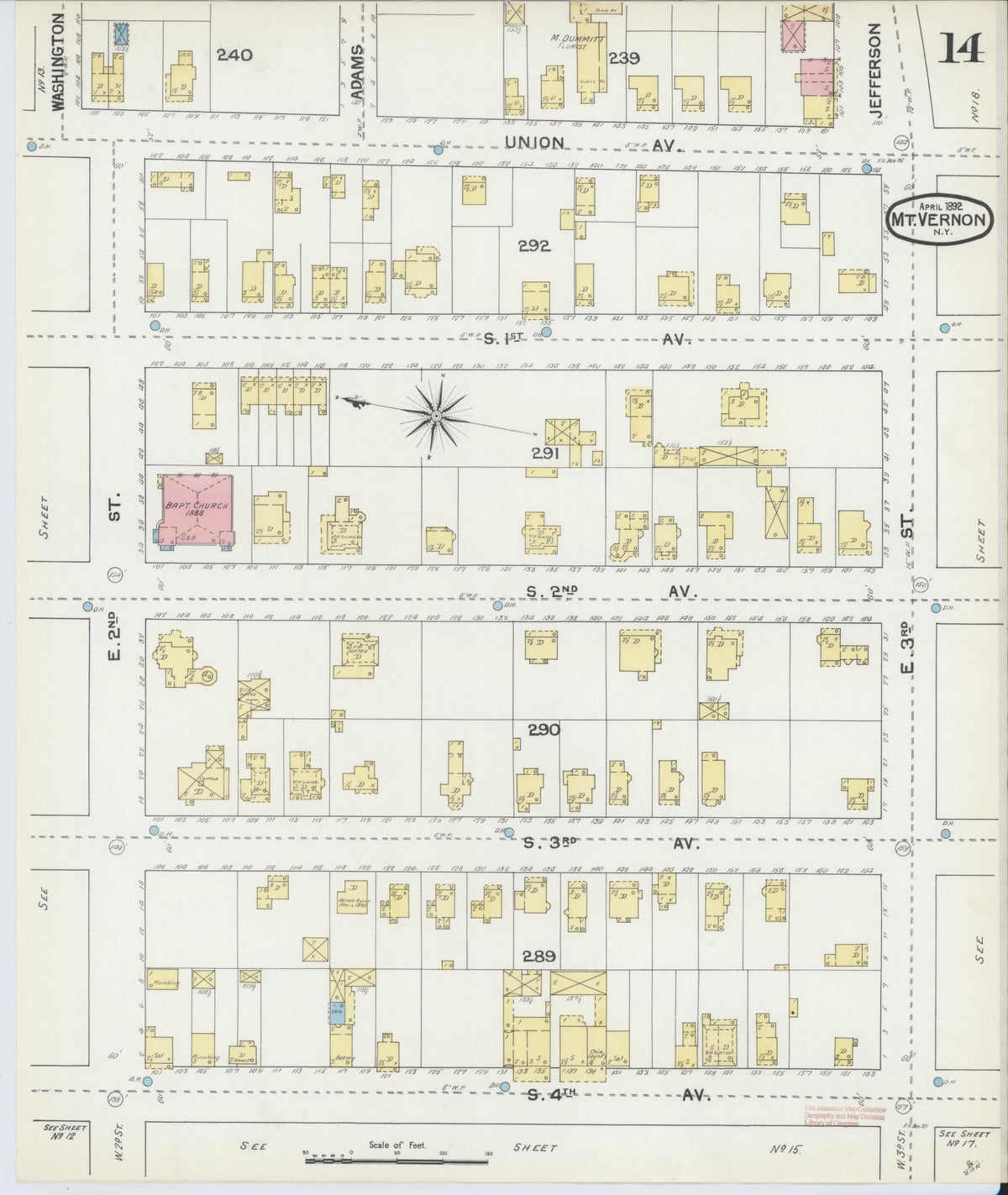 Sanborn Fire Insurance Map from Mount Vernon, Westchester County, New York (1892), Sheet #0014 - Complete Map Set gallery image, historic Sanborn map, vintage wall art, New York New York