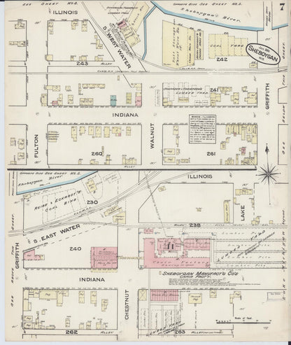 Sanborn Fire Insurance Map from Sheboygan, Sheboygan County, Wisconsin (1884), Sheet #0007 - Complete Map Set gallery image, historic Sanborn map, vintage wall art, Wisconsin Wisconsin