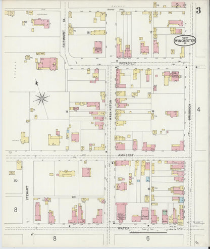 Sanborn Fire Insurance Map from Winchester, Independent Cities, Virginia (1897), Sheet #0003 - Complete Map Set gallery image, historic Sanborn map, vintage wall art, Virginia Virginia