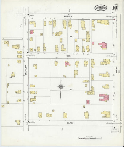 Sanborn Fire Insurance Map from Mount Morris, Livingston County, New York (1921), Sheet #0010 - Historic Sanborn Fire Insurance Map Print, vintage old map wall art, antique decor, genealogy gift, New York New York map