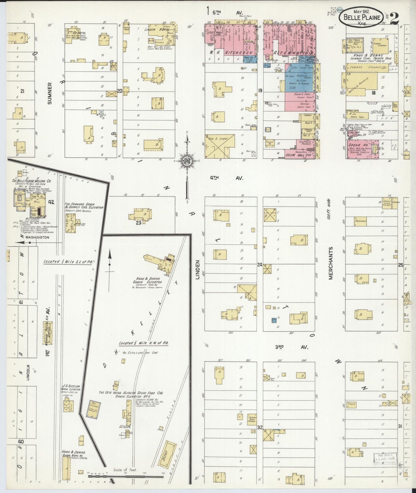 Sanborn Fire Insurance Map from Belle Plaine, Sumner County, Kansas (1912), Sheet #0002 - Complete Map Set gallery image, historic Sanborn map, vintage wall art, Kansas Kansas