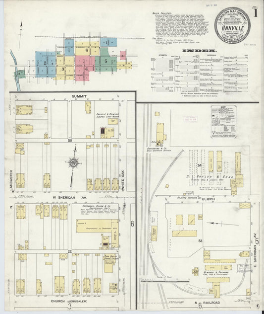 Sanborn Fire Insurance Map from Annville, Lebanon County, Pennsylvania (1911), Sheet #0001 - Historic Sanborn Fire Insurance Map Print, vintage old map wall art, antique decor, genealogy gift, Pennsylvania Pennsylvania map