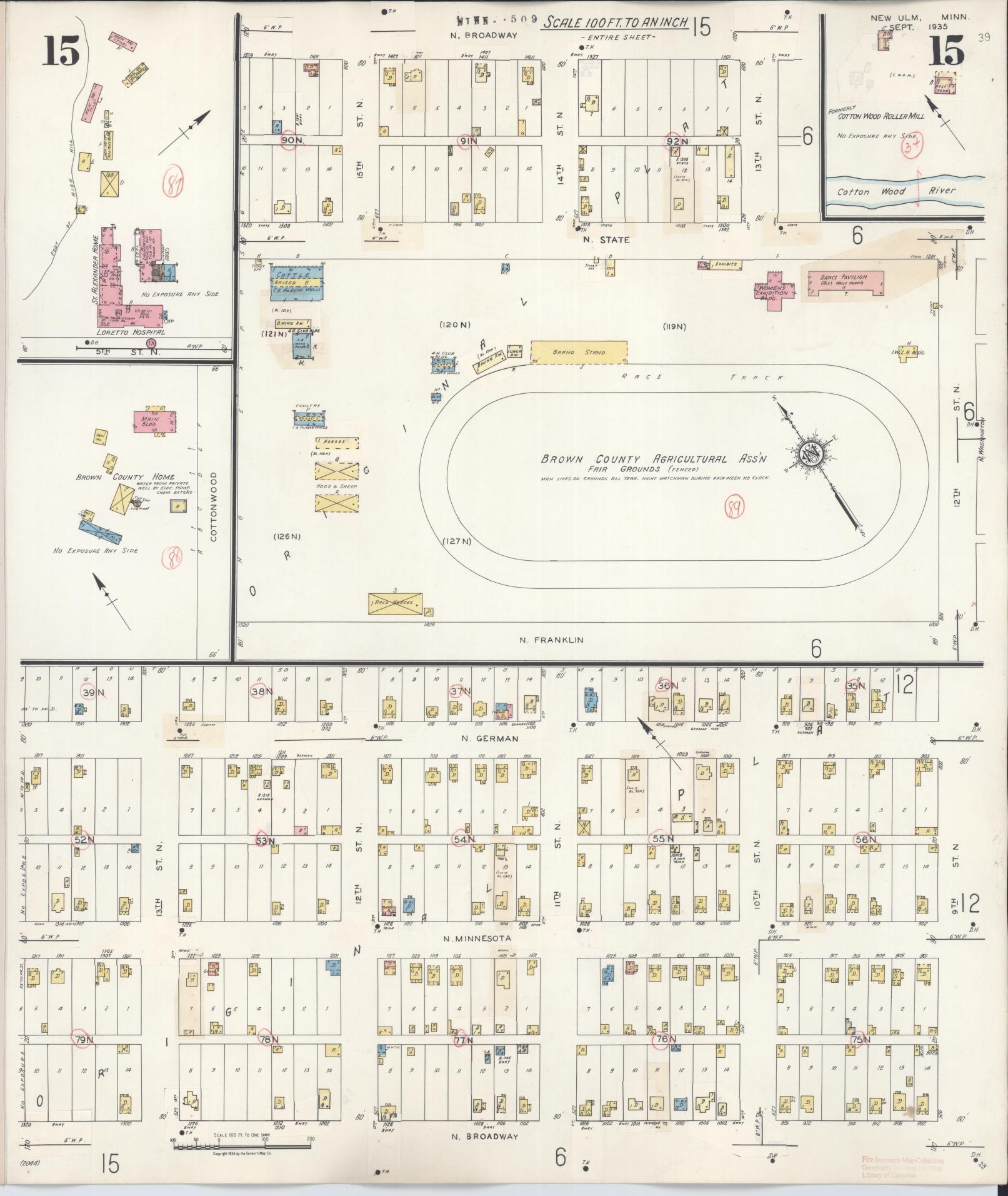 Sanborn Fire Insurance Map from New Ulm, Brown County, Minnesota (1946), Sheet #0015 - Historic Sanborn Fire Insurance Map Print, vintage old map wall art, antique decor, genealogy gift, Minnesota Minnesota map