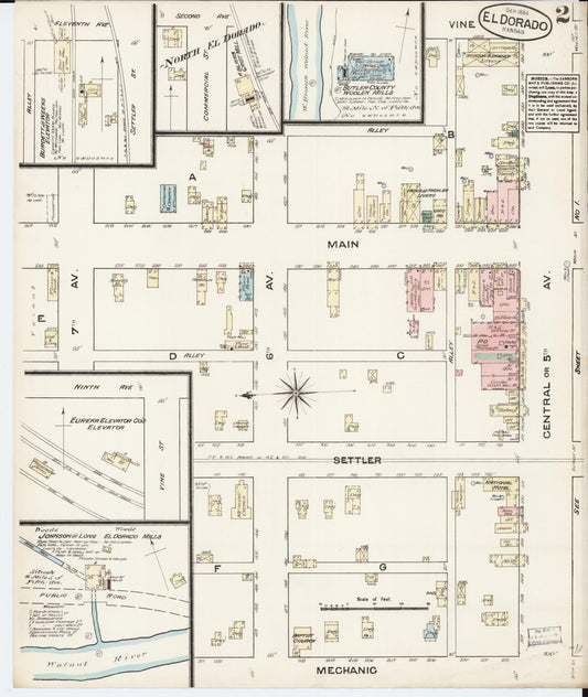 Sanborn Fire Insurance Map from El Dorado, Butler County, Kansas (1884), Sheet #0002 - Historic Sanborn Fire Insurance Map Print, vintage old map wall art, antique decor, genealogy gift, Kansas Kansas map