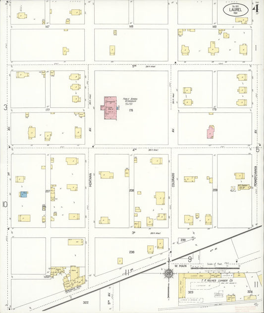 Sanborn Fire Insurance Map from Laurel, Yellowstone County, Montana (1920), Sheet #0004 - Historic Sanborn Fire Insurance Map Print, vintage old map wall art, antique decor, genealogy gift, Montana Montana map