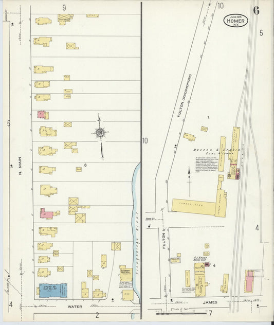 Sanborn Fire Insurance Map from Homer, Cortland County, New York (1915), Sheet #0006 - Historic Sanborn Fire Insurance Map Print, vintage old map wall art, antique decor, genealogy gift, New York New York map