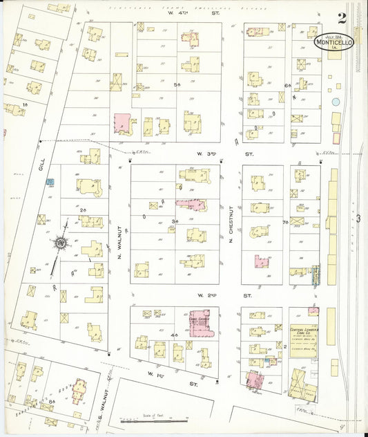 Sanborn Fire Insurance Map from Monticello, Jones County, Iowa (1914), Sheet #0002 - Historic Sanborn Fire Insurance Map Print, vintage old map wall art