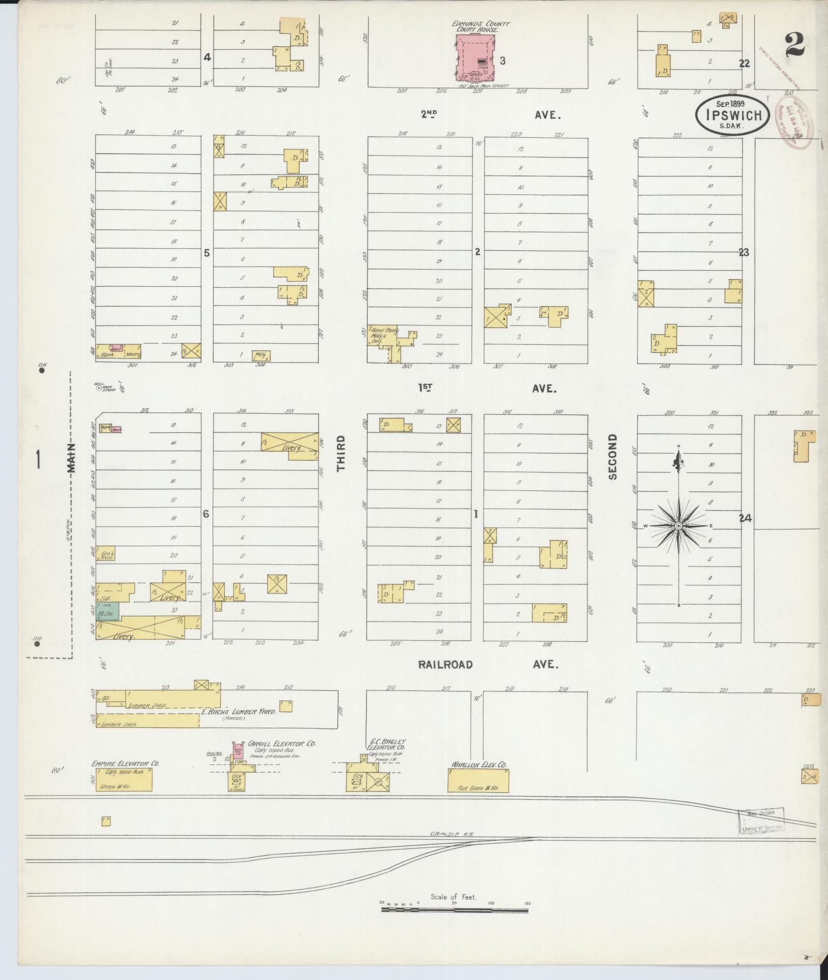 Sanborn Fire Insurance Map from Ipswich, Edmunds County, South Dakota (1899), Sheet #0002 - Complete Map Set gallery image, historic Sanborn map, vintage wall art, South Dakota South Dakota