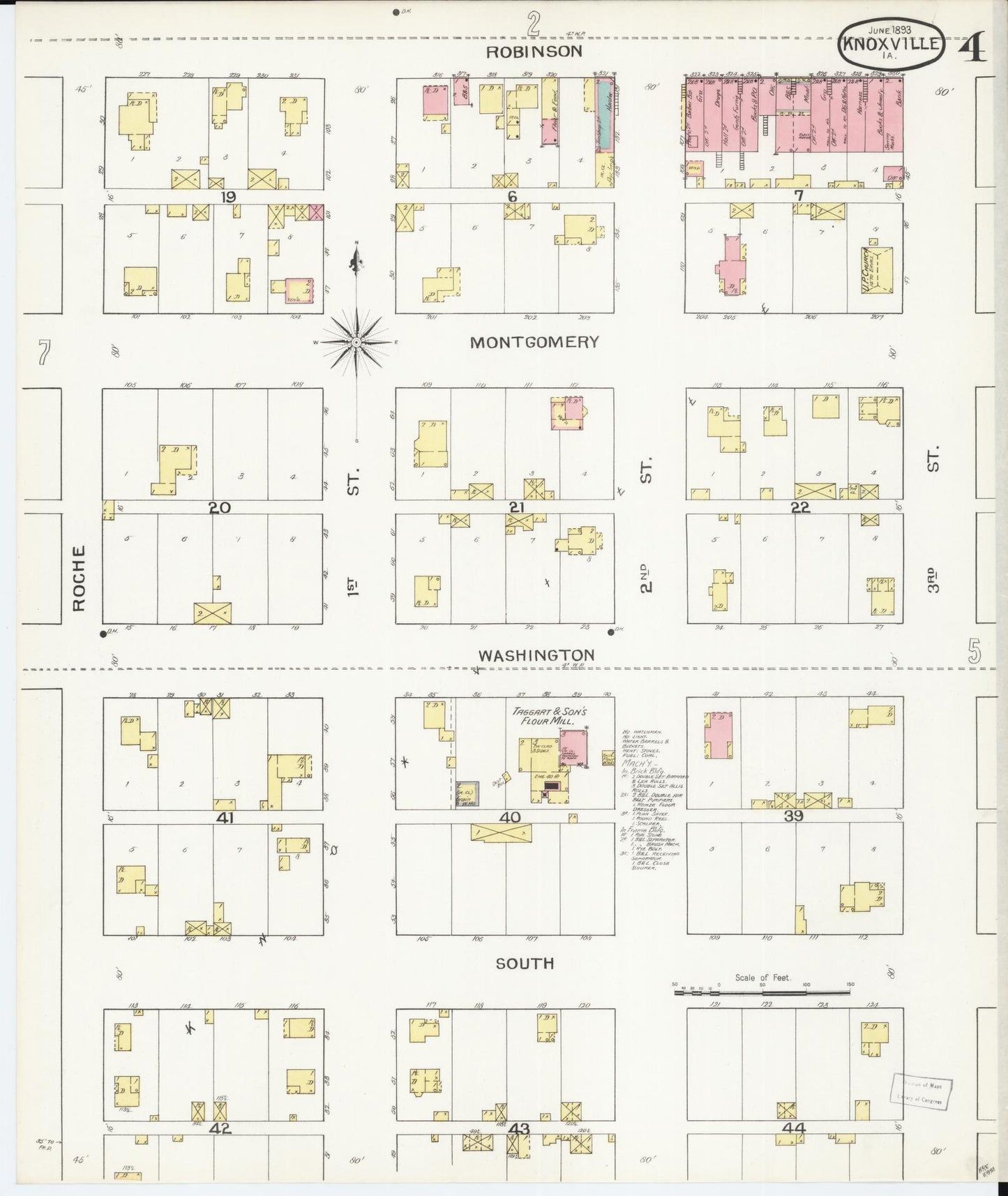 Sanborn Fire Insurance Map from Knoxville, Marion County, Iowa (1893), Sheet #0004 - Historic Sanborn Fire Insurance Map Print, vintage old map wall art