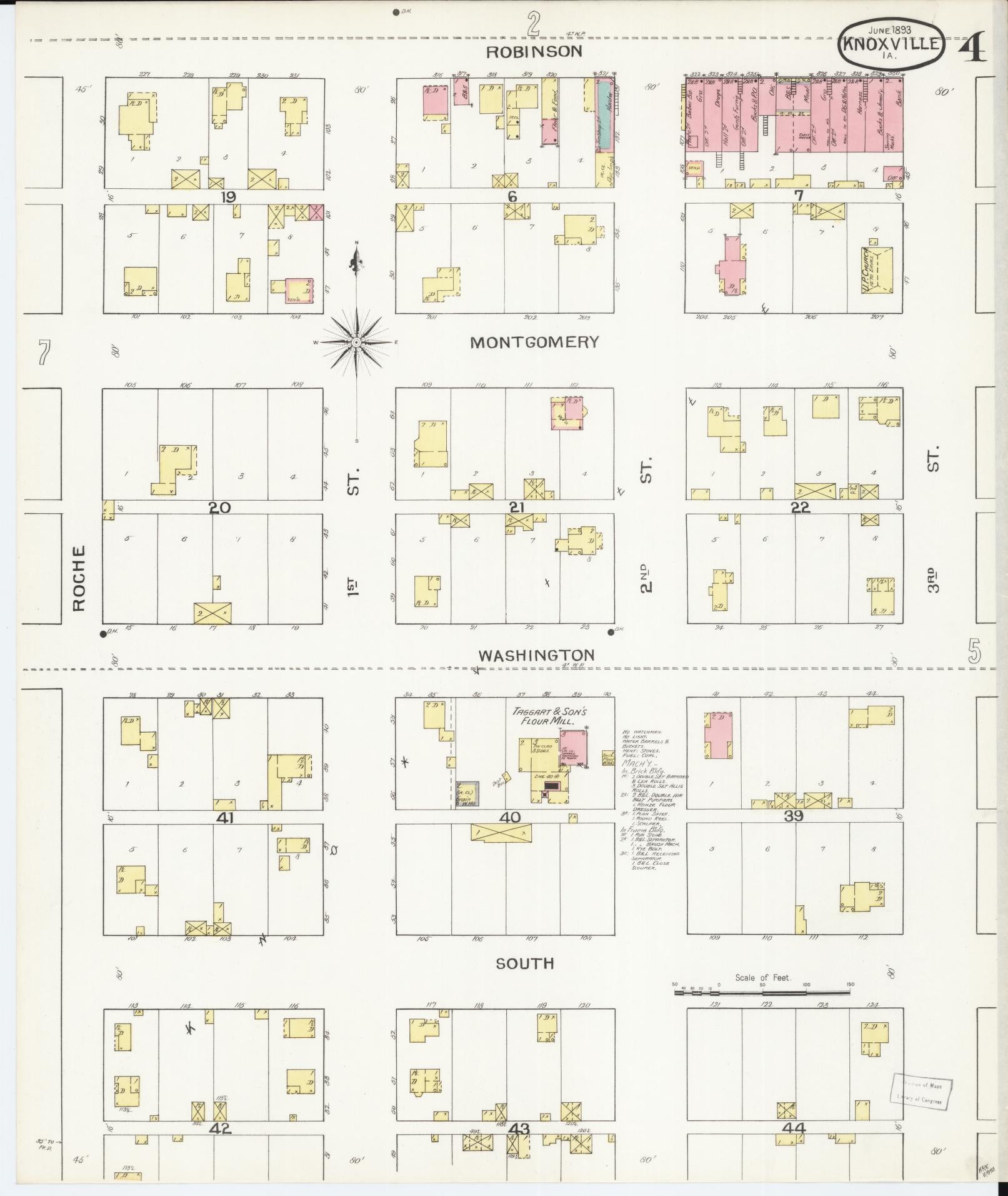 Sanborn Fire Insurance Map from Knoxville, Marion County, Iowa (1893), Sheet #0004 - Historic Sanborn Fire Insurance Map Print, vintage old map wall art