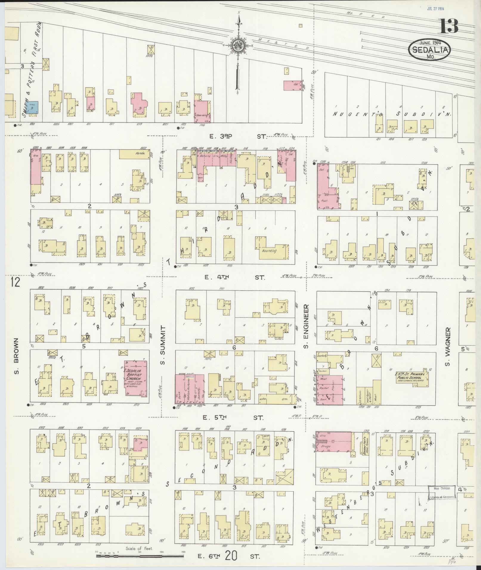 Sanborn Fire Insurance Map from Sedalia, Pettis County, Missouri (1914), Sheet #0013 - Complete Map Set gallery image, historic Sanborn map, vintage wall art, Missouri Missouri