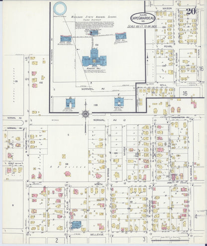 Sanborn Fire Insurance Map from Cape Girardeau, Cape Girardeau County, Missouri (1915), Sheet #0020 - Complete Map Set gallery image, historic Sanborn map, vintage wall art, Missouri Missouri