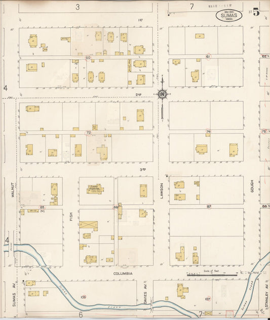 Sanborn Fire Insurance Map from Sumas, Whatcom County, Washington (1932), Sheet #0005 - Historic Sanborn Fire Insurance Map Print, vintage old map wall art, antique decor, genealogy gift, Washington Washington map