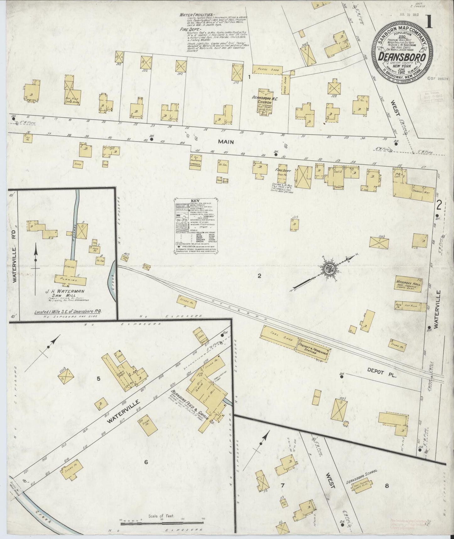 Sanborn Fire Insurance Map from Deansboro, Oneida County, New York. (1912) – Historic Sanborn Fire Insurance Map Print
