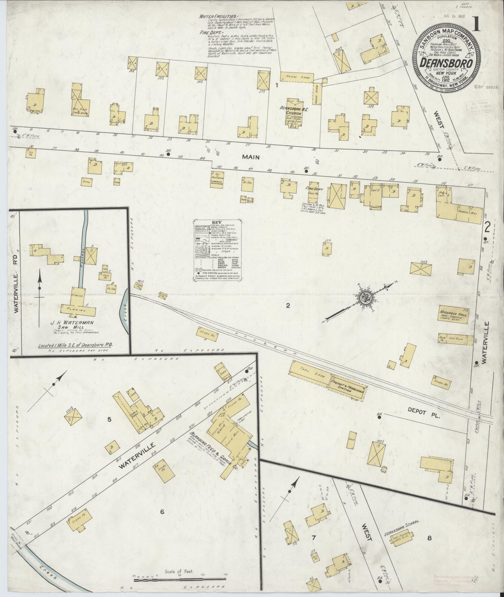 Sanborn Fire Insurance Map from Deansboro, Oneida County, New York. (1912) – Historic Sanborn Fire Insurance Map Print