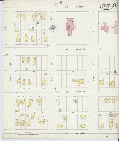 Sanborn Fire Insurance Map from Fargo, Cass County, North Dakota (1896), Sheet #0003 - Complete Map Set gallery image, historic Sanborn map, vintage wall art, North Dakota North Dakota