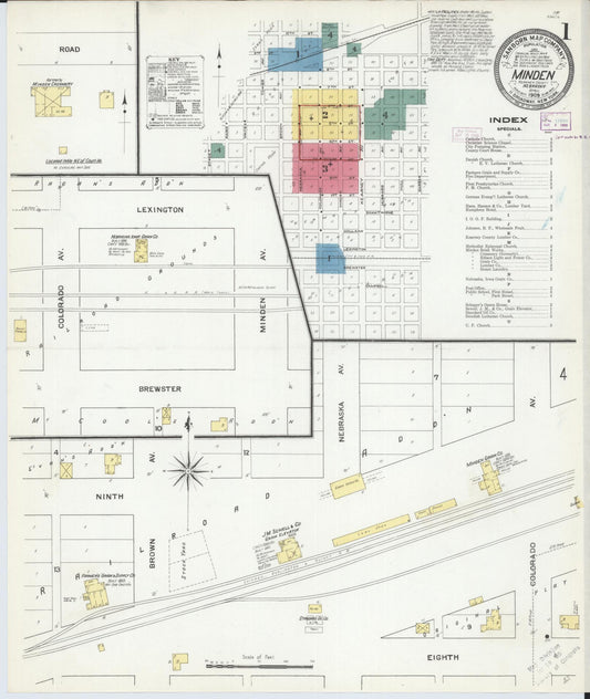 Sanborn Fire Insurance Map from Minden, Kearney County, Nebraska. (1909) – Historic Sanborn Fire Insurance Map Print
