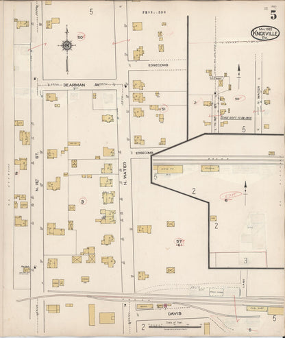 Sanborn Fire Insurance Map from Knoxville, Tioga County, Pennsylvania (1934), Sheet #0005 - Historic Sanborn Fire Insurance Map Print, vintage old map wall art, antique decor, genealogy gift, Pennsylvania Pennsylvania map