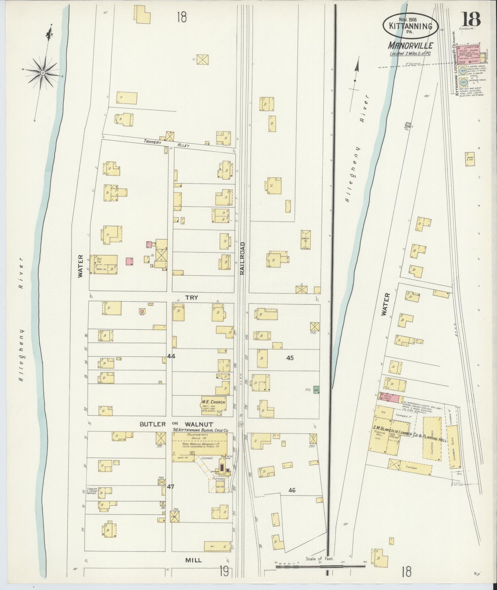 Sanborn Fire Insurance Map from Kittanning, Armstrong County, Pennsylvania (1909), Sheet #0018 - Complete Map Set gallery image, historic Sanborn map, vintage wall art, Pennsylvania Pennsylvania