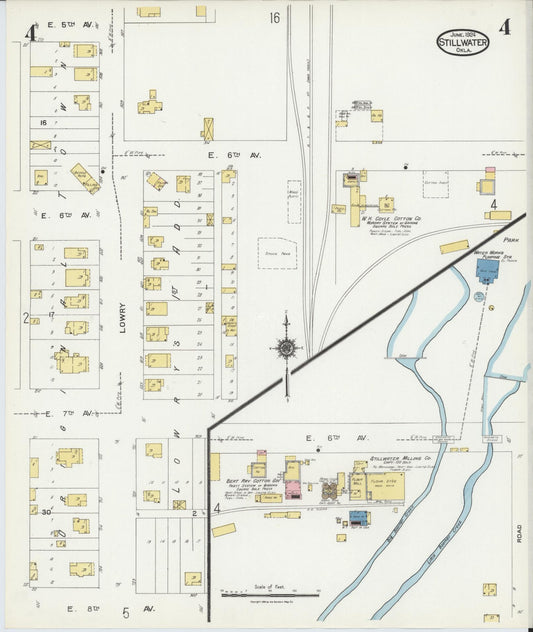 Sanborn Fire Insurance Map from Stillwater, Payne County, Oklahoma (1924), Sheet #0004 - Historic Sanborn Fire Insurance Map Print, vintage old map wall art, antique decor, genealogy gift, Oklahoma Oklahoma map