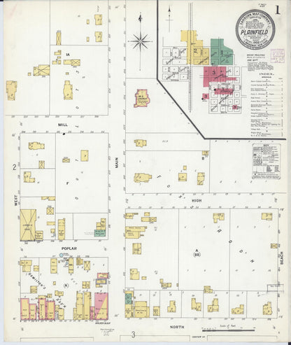 Sanborn Fire Insurance Map from Plainfield, Waushara County, Wisconsin (1908), Sheet #0001 - Complete Map Set gallery image, historic Sanborn map, vintage wall art, Wisconsin Wisconsin