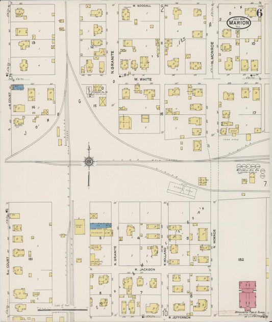 Sanborn Fire Insurance Map from Marion, Williamson County, Illinois (1922), Sheet #0006 - Historic Sanborn Fire Insurance Map Print, vintage old map wall art, antique decor, genealogy gift, Illinois Illinois map