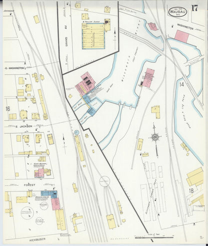 Sanborn Fire Insurance Map from Wausau, Marathon County, Wisconsin (1912), Sheet #0017 - Complete Map Set gallery image, historic Sanborn map, vintage wall art, Wisconsin Wisconsin