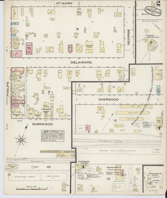 Sanborn Fire Insurance Map from Decatur, Van Buren County, Michigan (1884), Sheet #0002 - Historic Sanborn Fire Insurance Map Print, vintage old map wall art, antique decor, genealogy gift, Michigan Michigan map