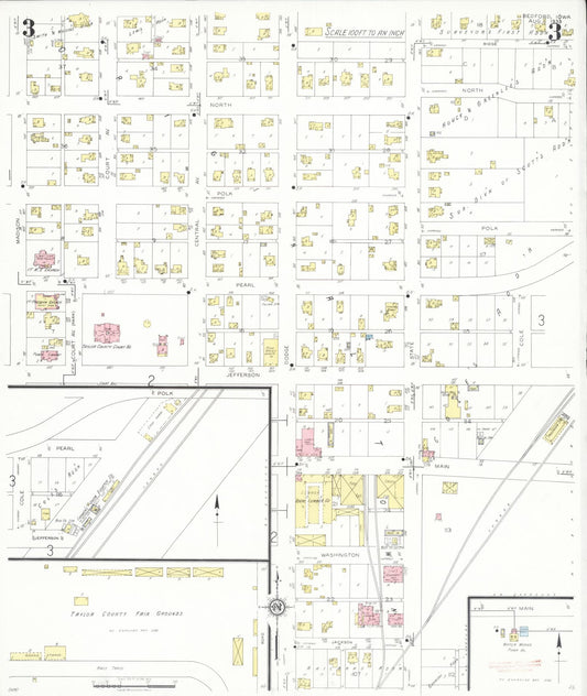 Sanborn Fire Insurance Map from Bedford, Taylor County, Iowa (1933), Sheet #0003 - Historic Sanborn Fire Insurance Map Print, vintage old map wall art