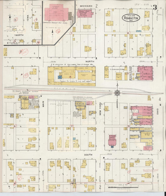 Sanborn Fire Insurance Map from Remington, Jasper County, Indiana (1932), Sheet #0003 - Historic Sanborn Fire Insurance Map Print, vintage old map wall art, antique decor, genealogy gift, Indiana Indiana map