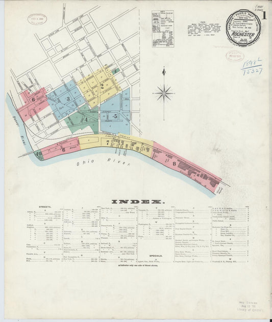 Sanborn Fire Insurance Map from Rochester, Beaver County, Pennsylvania (1898), Sheet #0001 - Historic Sanborn Fire Insurance Map Print, vintage old map wall art, antique decor, genealogy gift, Pennsylvania Pennsylvania map