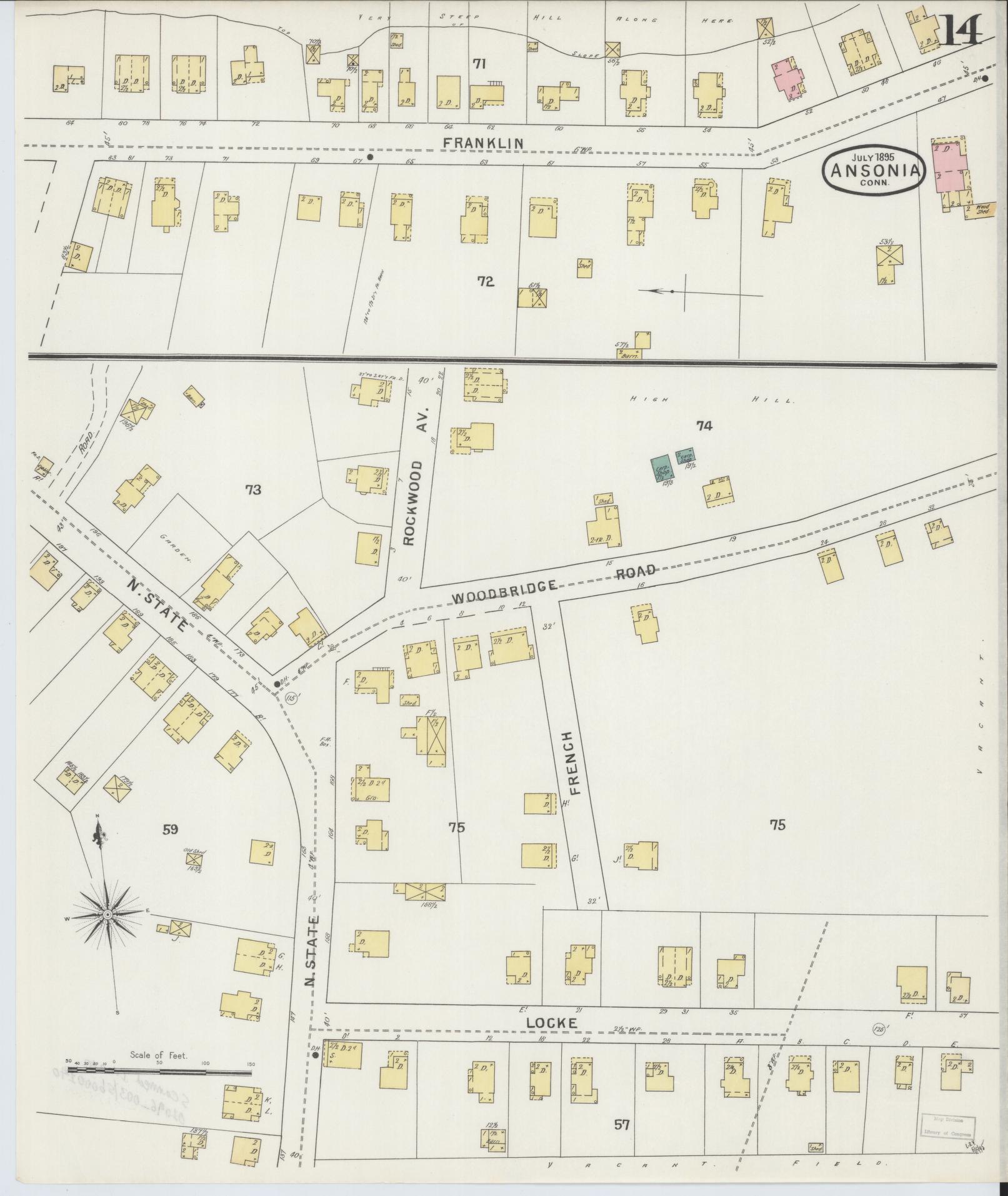 Sanborn Fire Insurance Map from Ansonia, New Haven County, Connecticut (1895), Sheet #0014 - Complete Map Set gallery image, historic Sanborn map, vintage wall art, Connecticut Connecticut