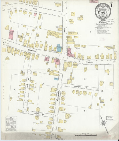 Sanborn Fire Insurance Map from Tivoli, Dutchess County, New York (1912), Sheet #0001 - Complete Map Set gallery image, historic Sanborn map, vintage wall art, New York New York