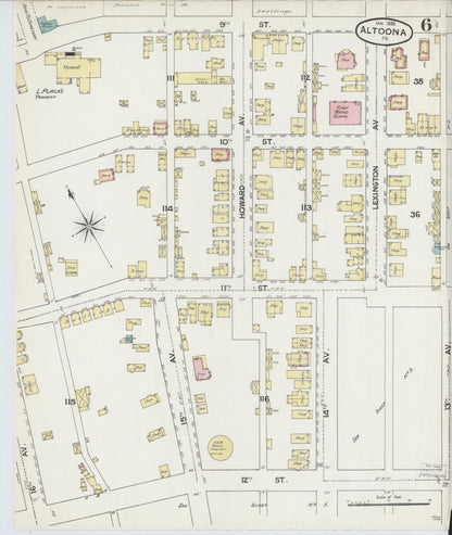 Sanborn Fire Insurance Map from Altoona, Blair County, Pennsylvania (1888), Sheet #0006 - Complete Map Set gallery image, historic Sanborn map, vintage wall art, Pennsylvania Pennsylvania