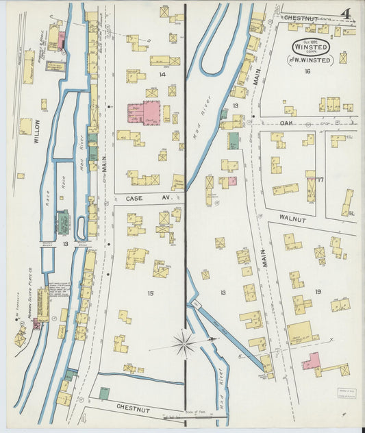 Sanborn Fire Insurance Map from Winsted, Litchfield County, Connecticut (1892), Sheet #0004 - Historic Sanborn Fire Insurance Map Print, vintage old map wall art, antique decor, genealogy gift, Connecticut Connecticut map
