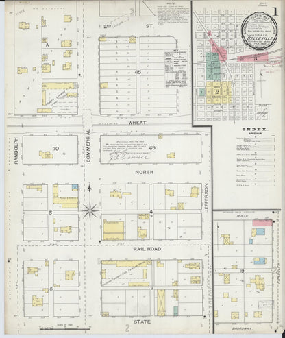 Sanborn Fire Insurance Map from Belleville, Republic County, Kansas (1893), Sheet #0001 - Complete Map Set gallery image, historic Sanborn map, vintage wall art, Kansas Kansas