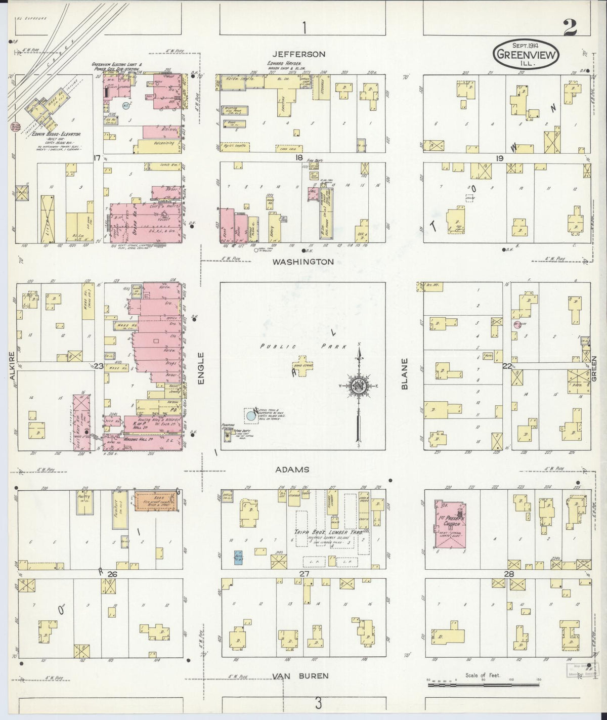 Sanborn Fire Insurance Map from Greenview, Menard County, Illinois (1914), Sheet #0002 - Complete Map Set gallery image, historic Sanborn map, vintage wall art, Illinois Illinois