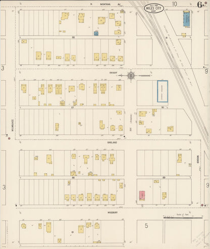 Sanborn Fire Insurance Map from Miles City, Custer County, Montana (1916), Sheet #0006 - Complete Map Set gallery image, historic Sanborn map, vintage wall art, Montana Montana
