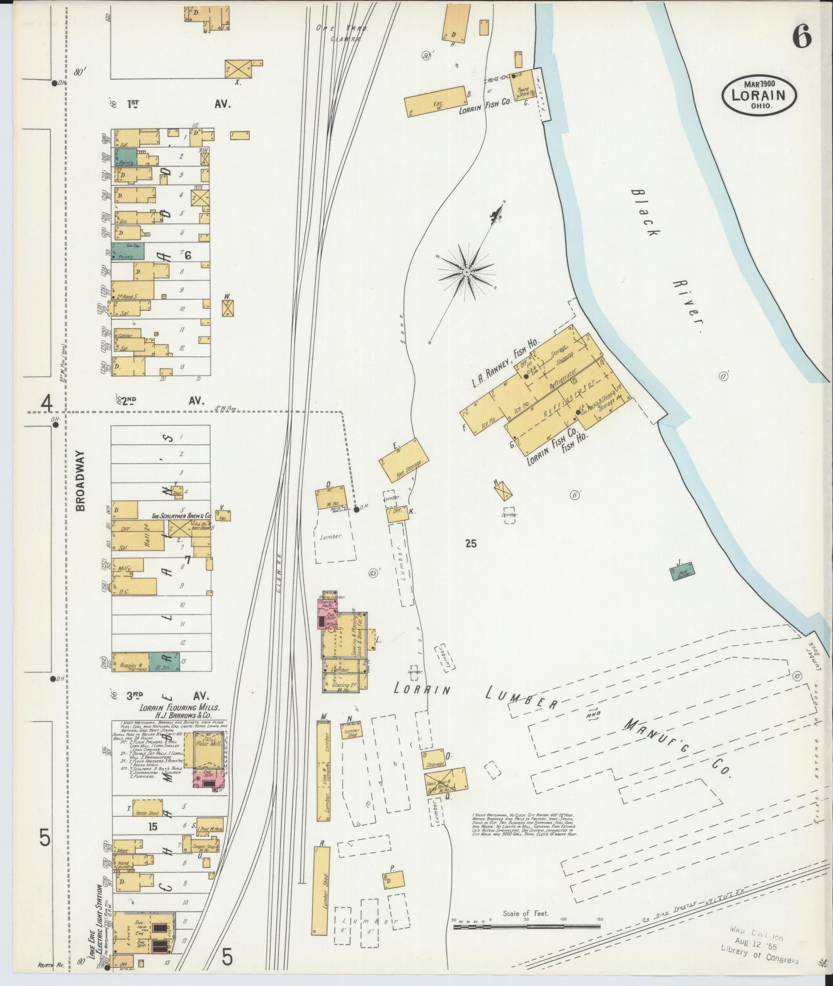 Sanborn Fire Insurance Map from Lorain, Lorain County, Ohio (1900), Sheet #0006 - Historic Sanborn Fire Insurance Map Print, vintage old map wall art, antique decor, genealogy gift, Ohio Ohio map