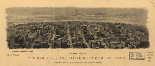 Panoramic view of the wholesale and office district of St. Louis. (1904) – Historic Bird’s-Eye View Panorama Print