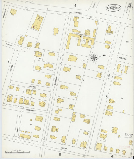 Sanborn Fire Insurance Map from South Farmington, Middlesex County, Massachusetts (1903), Sheet #0005 - Historic Sanborn Fire Insurance Map Print, vintage old map wall art, antique decor, genealogy gift, Massachusetts Massachusetts map