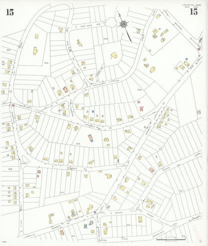 Sanborn Fire Insurance Map from Lexington, Middlesex County, Massachusetts (1935), Sheet #0015 - Complete Map Set gallery image, historic Sanborn map, vintage wall art, Massachusetts Massachusetts