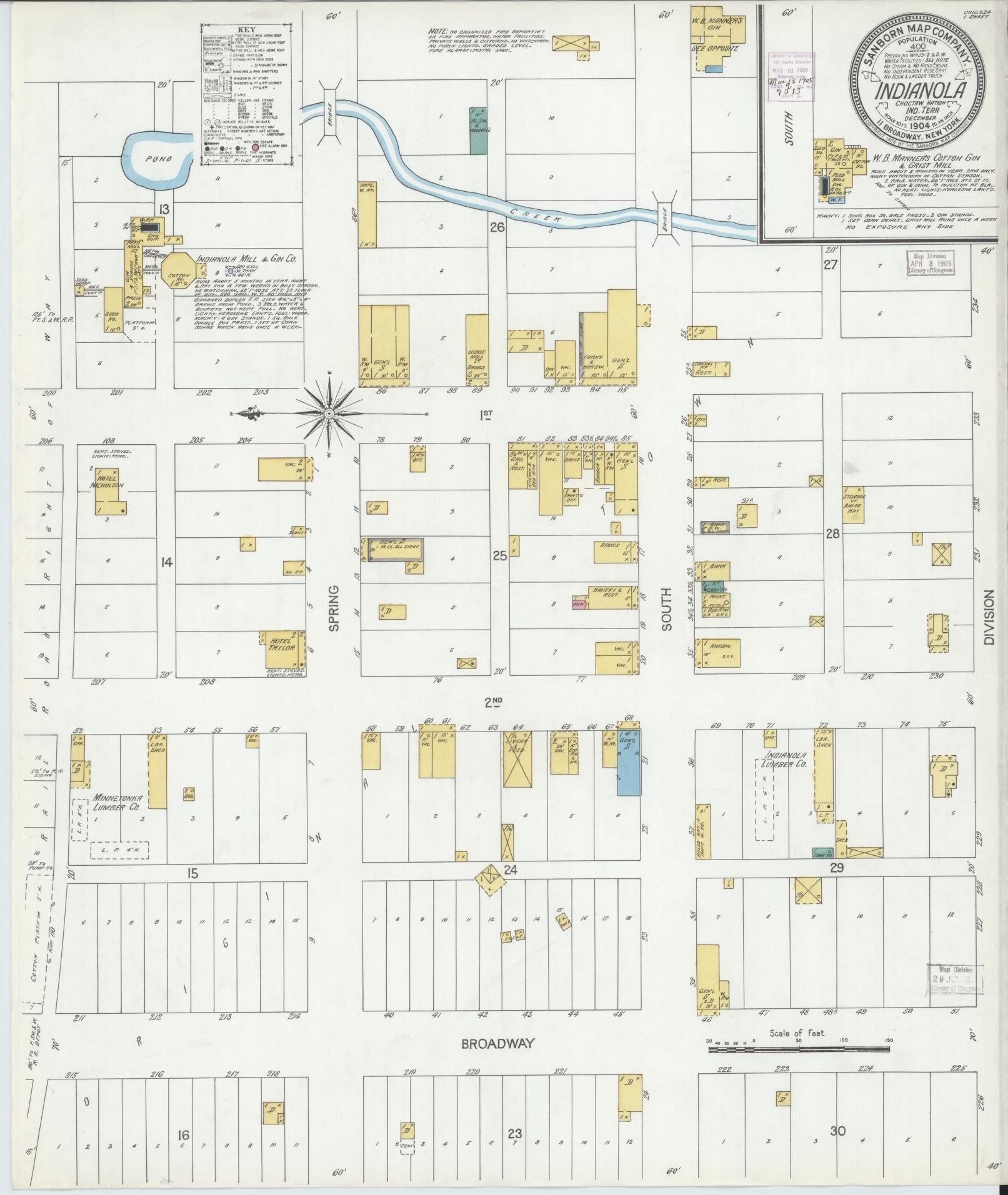 Sanborn Fire Insurance Map from Indianola, Pittsburg County, Oklahoma. (1904) – Historic Sanborn Fire Insurance Map Print