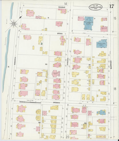 Sanborn Fire Insurance Map from Charleston, Kanawha County, West Virginia (1907), Sheet #0017 - Complete Map Set gallery image, historic Sanborn map, vintage wall art, West Virginia West Virginia