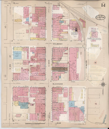 Sanborn Fire Insurance Map from Clinton, Vermillion County, Indiana (1947), Sheet #0014 - Historic Sanborn Fire Insurance Map Print, vintage old map wall art, antique decor, genealogy gift, Indiana Indiana map