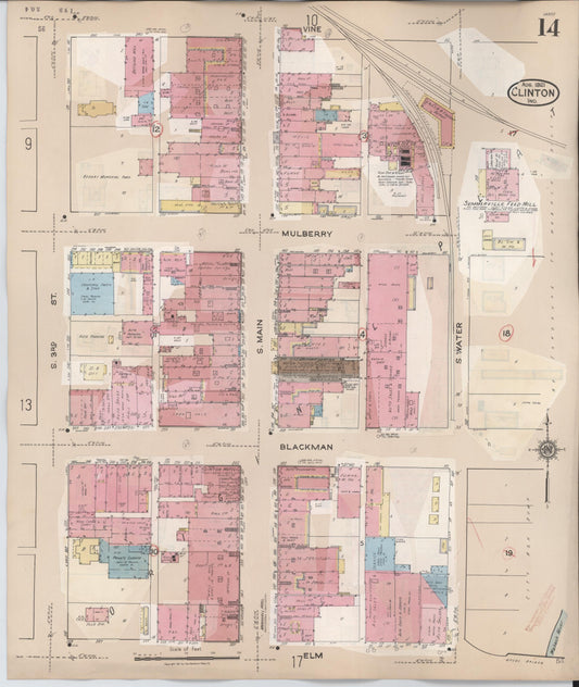 Sanborn Fire Insurance Map from Clinton, Vermillion County, Indiana (1947), Sheet #0014 - Historic Sanborn Fire Insurance Map Print, vintage old map wall art, antique decor, genealogy gift, Indiana Indiana map